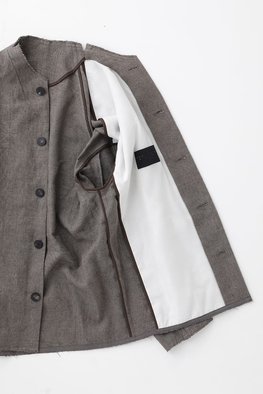 Jacket silk linen crazy check  Beige Gray