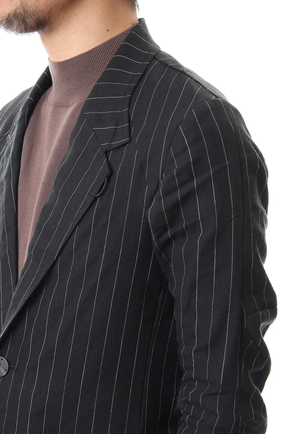 Jacket Linen viscose stripe Black