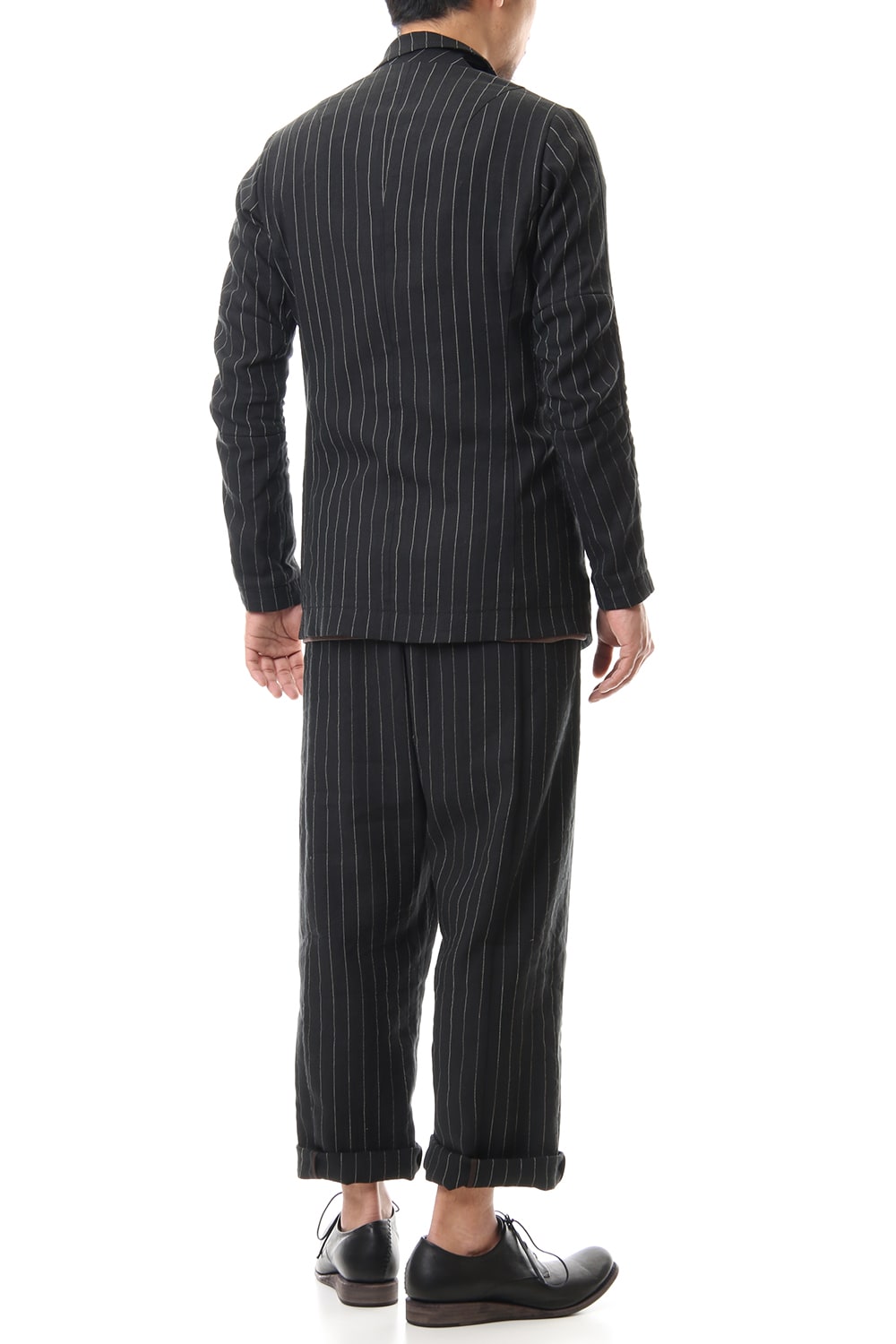 Jacket Linen viscose stripe Black