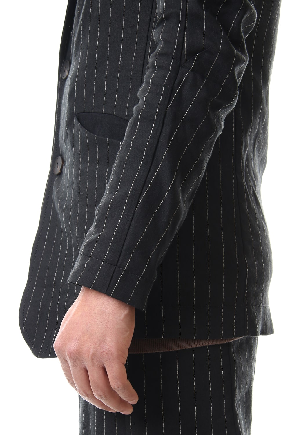 Jacket Linen viscose stripe Black
