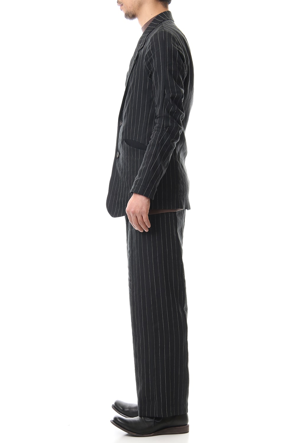 Jacket Linen viscose stripe Black