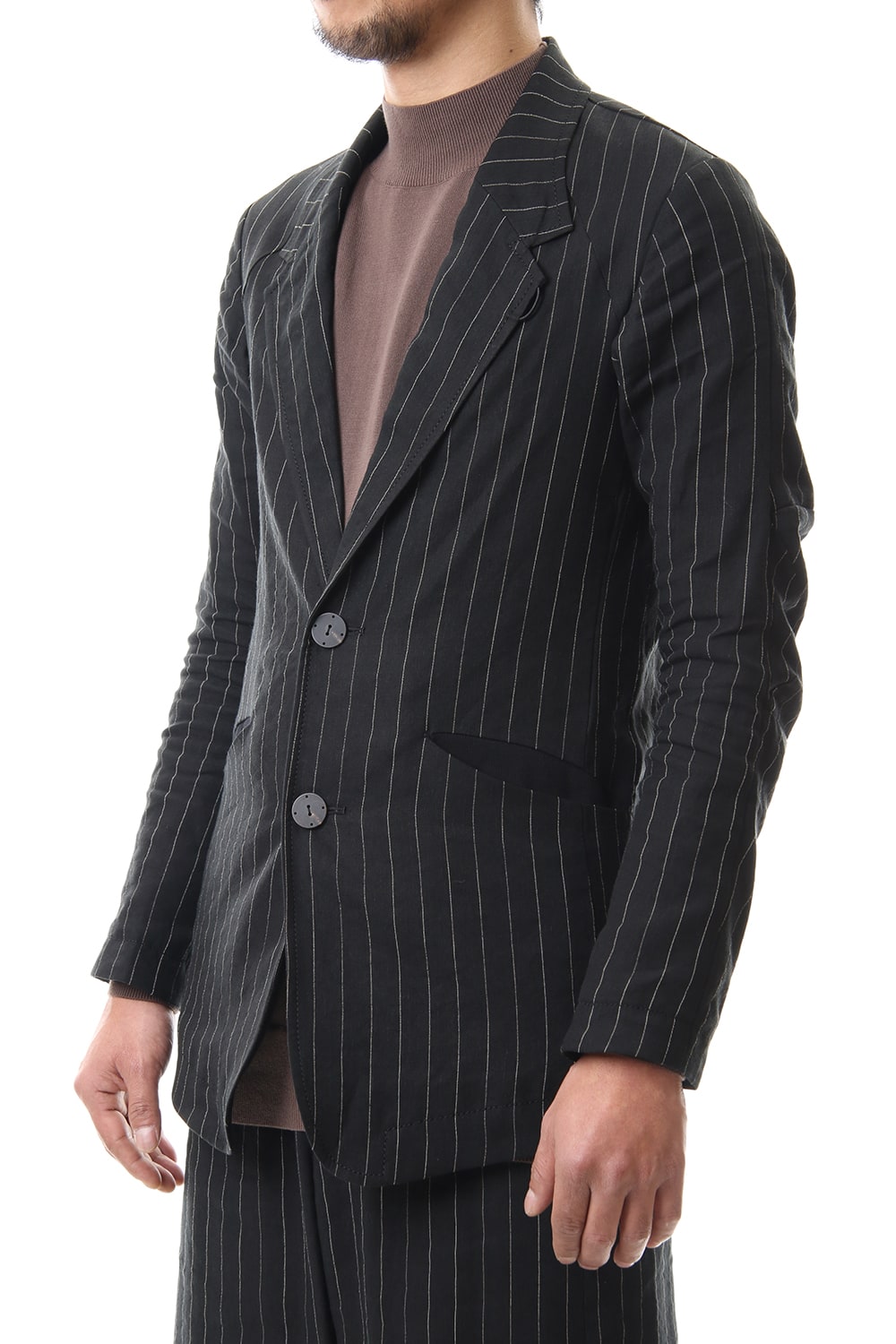 Jacket Linen viscose stripe Black