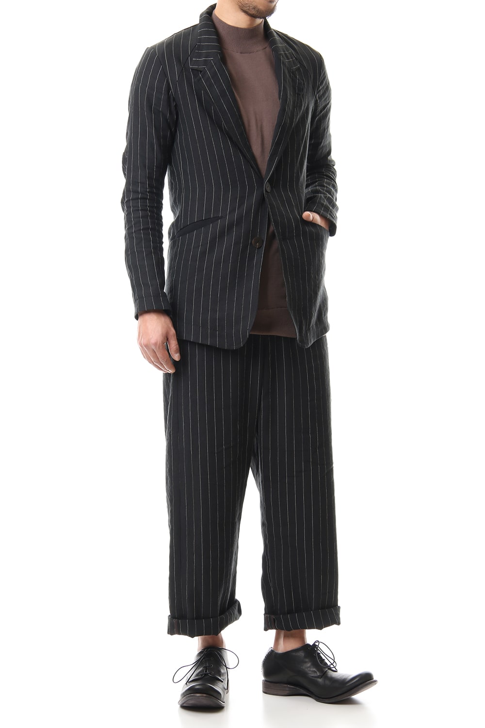 Jacket Linen viscose stripe Black