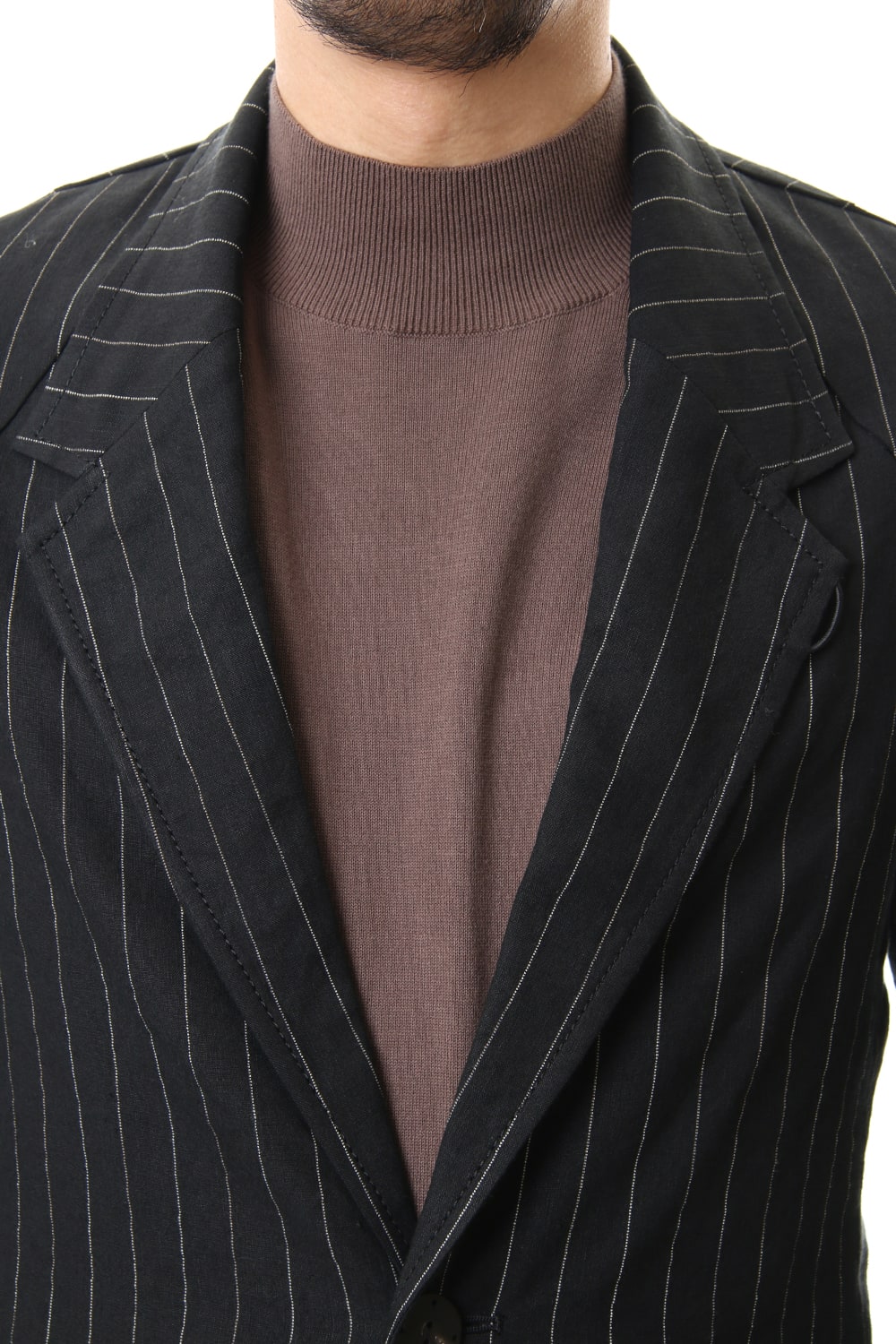 Jacket Linen viscose stripe Black