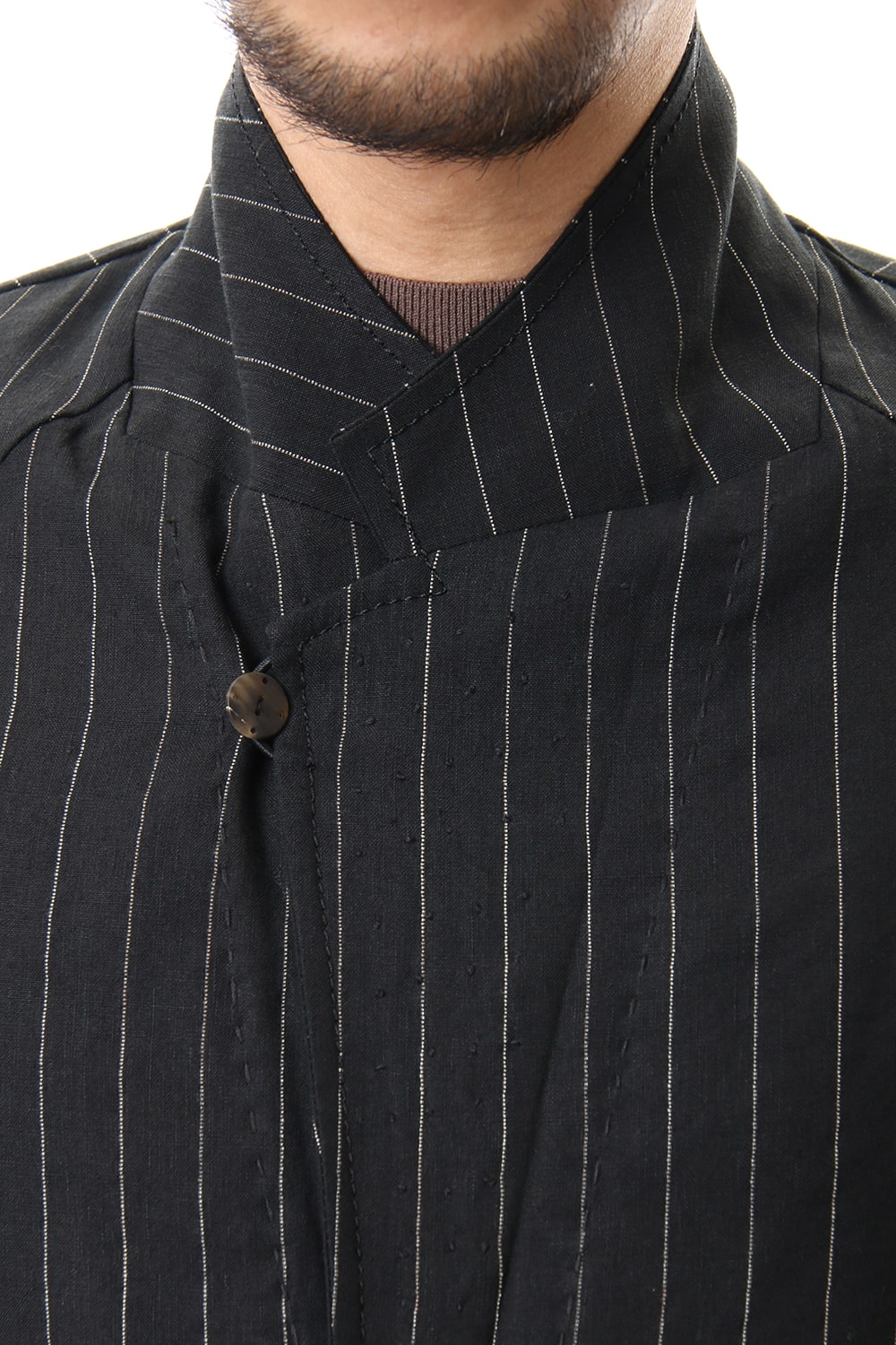 Jacket Linen viscose stripe Black