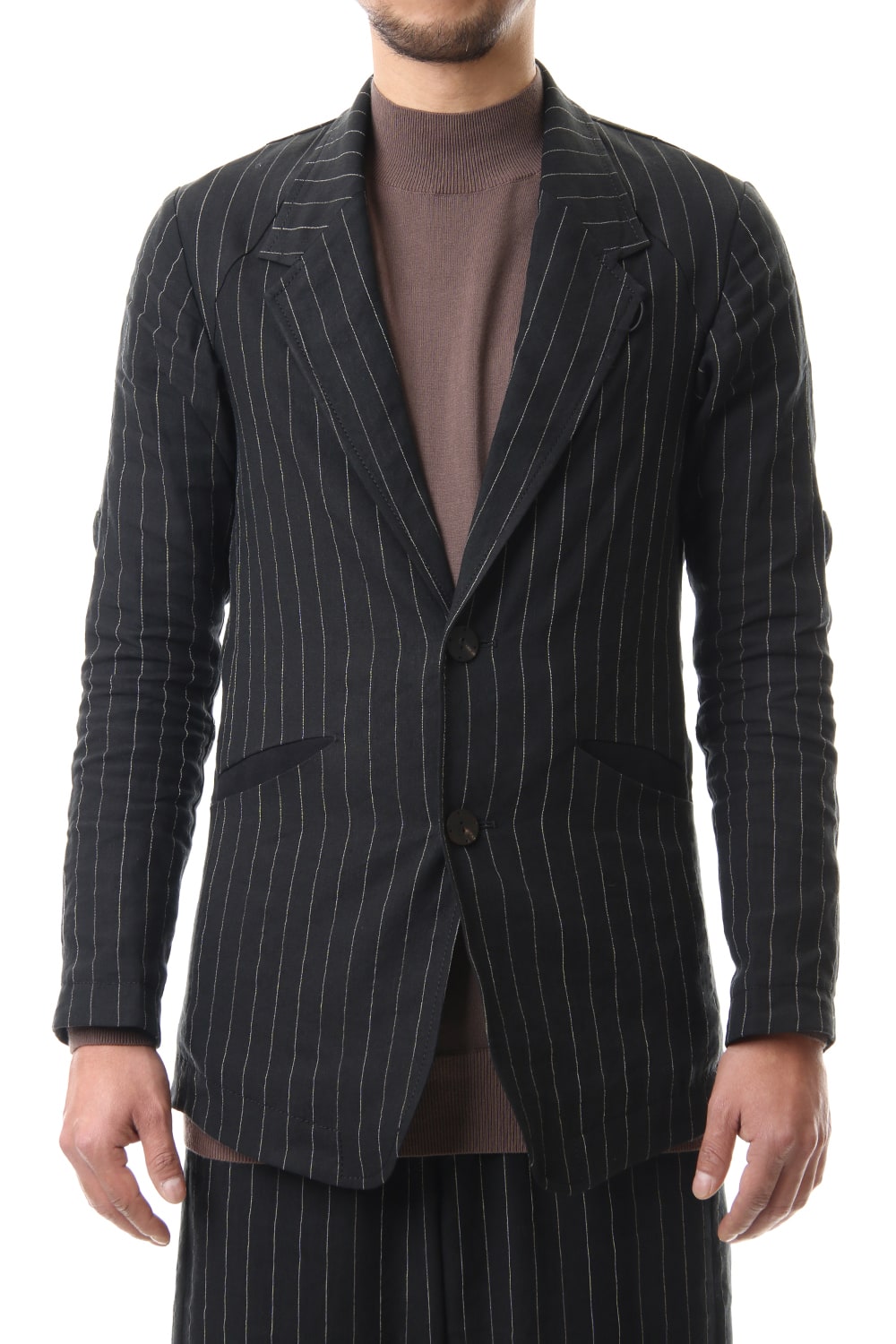 Jacket Linen viscose stripe Black