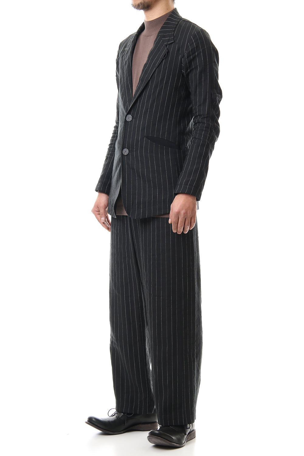 Jacket Linen viscose stripe Black