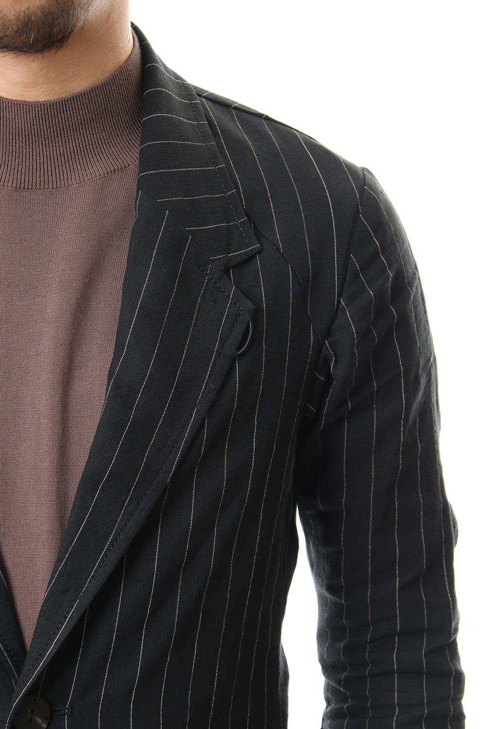 Jacket Linen viscose stripe Black