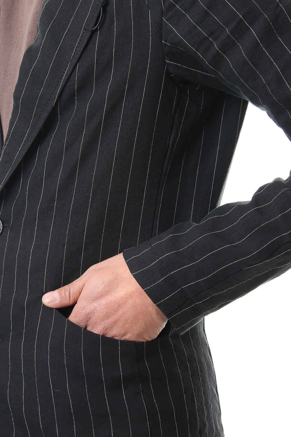 Jacket Linen viscose stripe Black