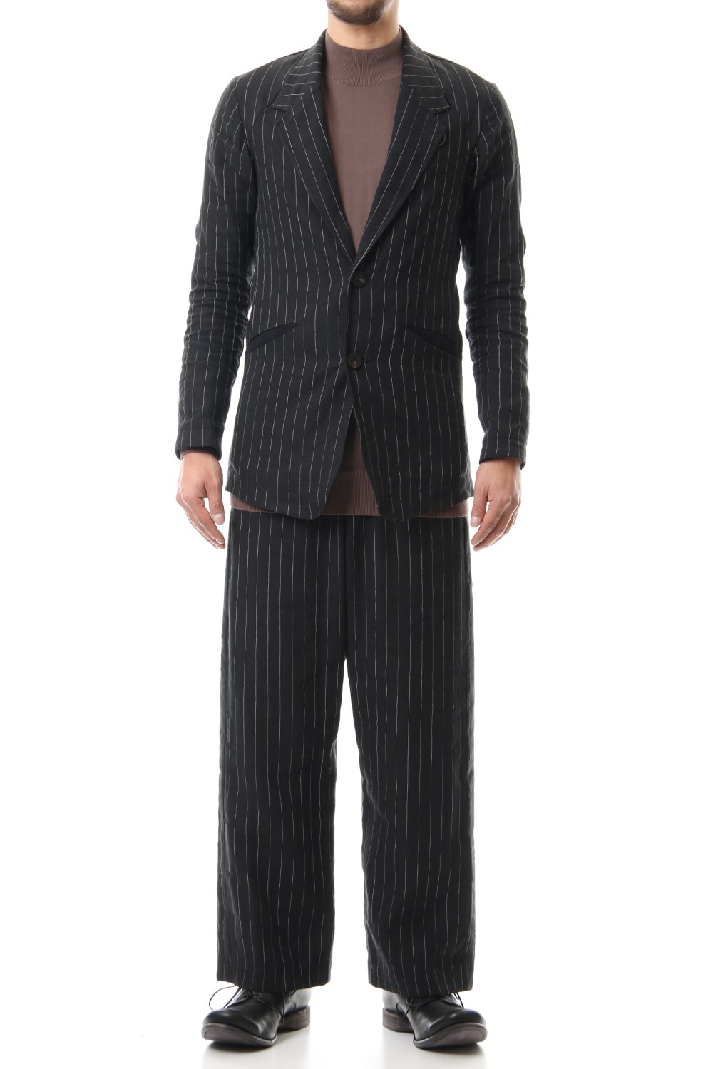 Jacket Linen viscose stripe Black
