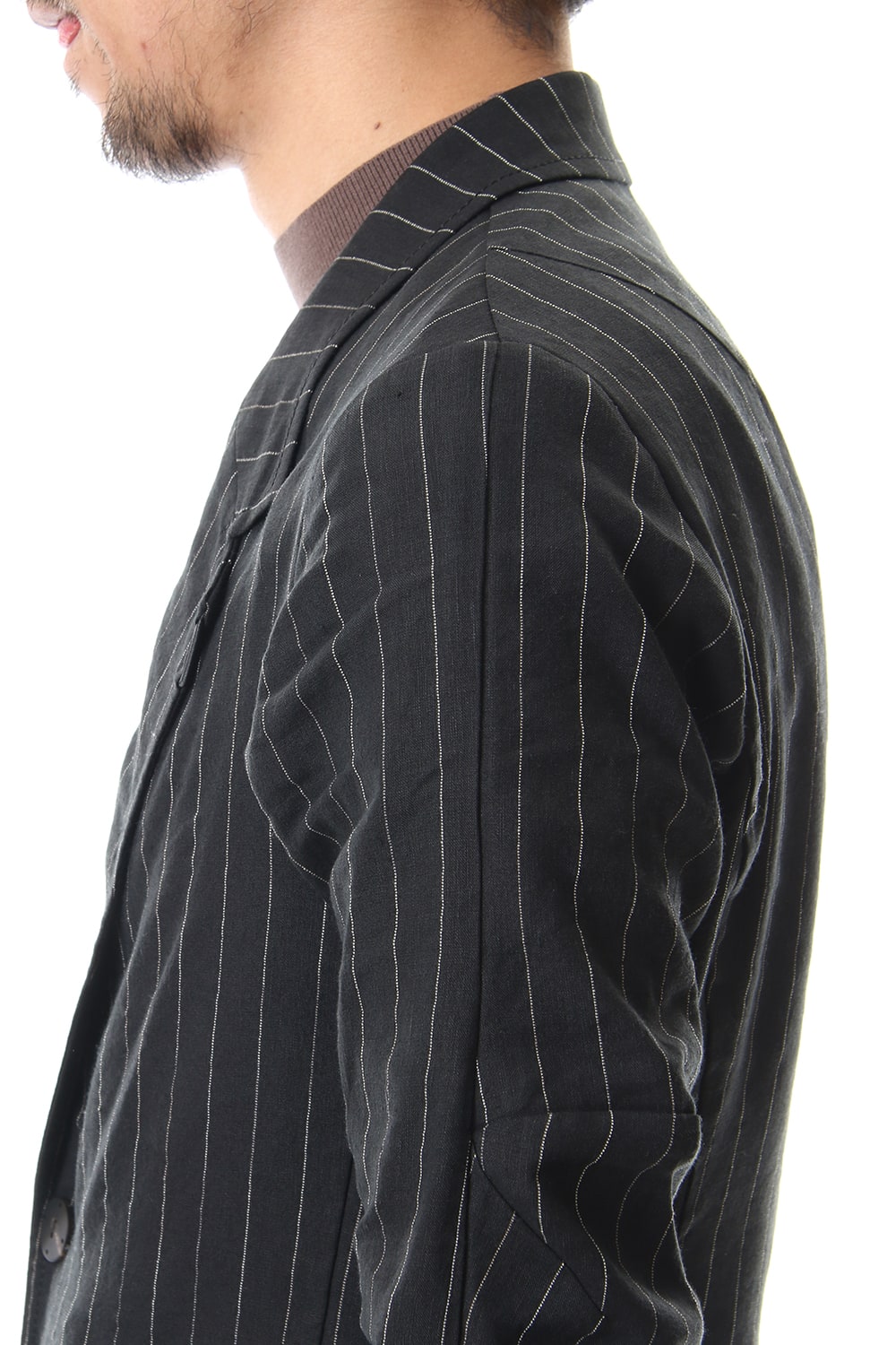 Jacket Linen viscose stripe Black
