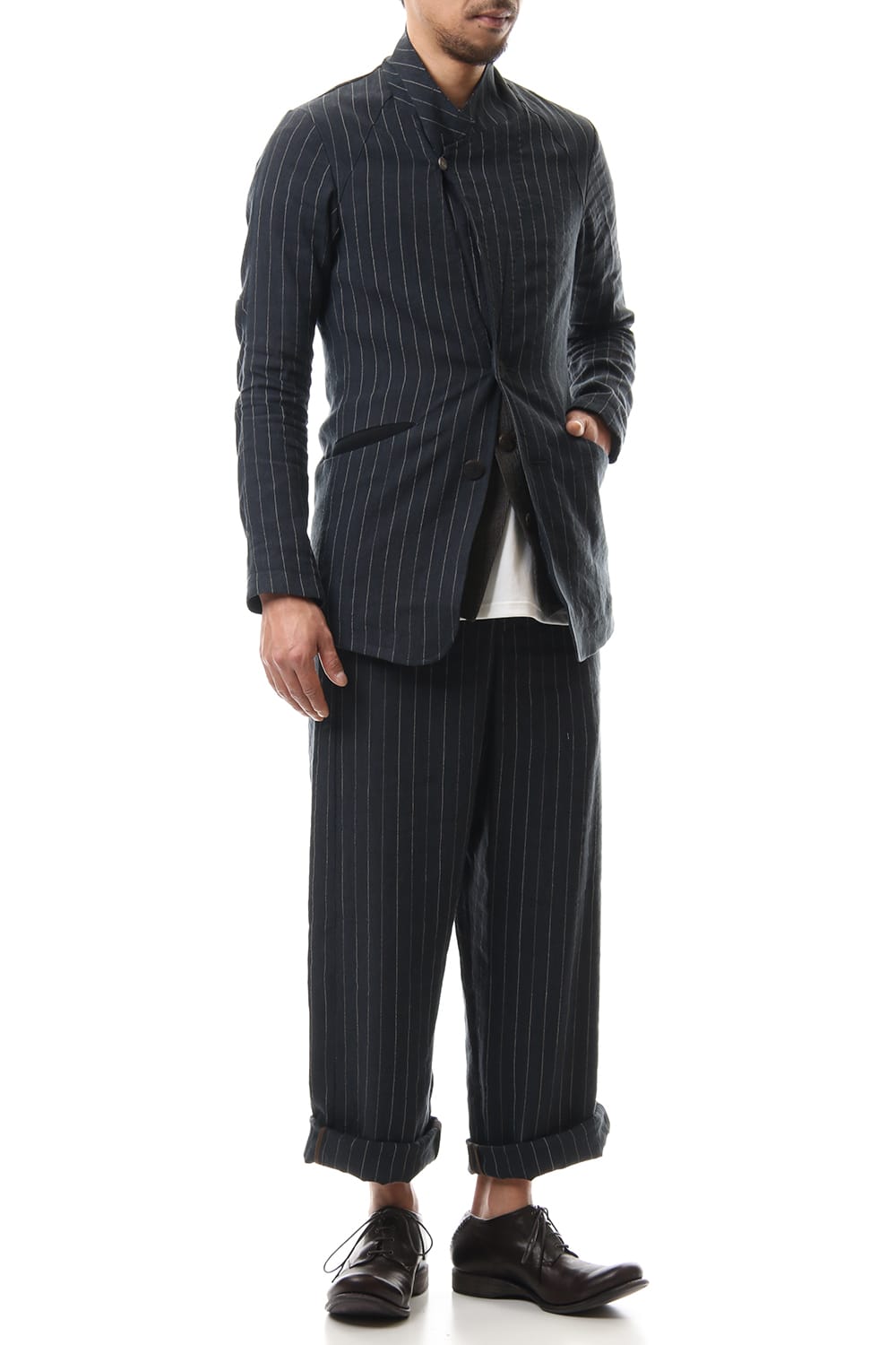 Jacket Linen viscose stripe Dark Navy