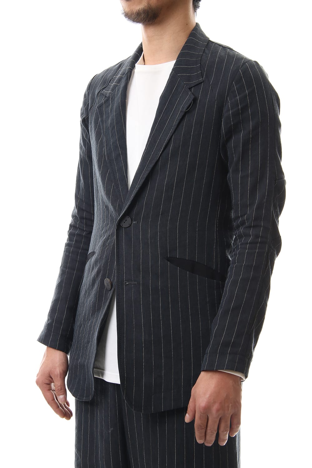 Jacket Linen viscose stripe Dark Navy
