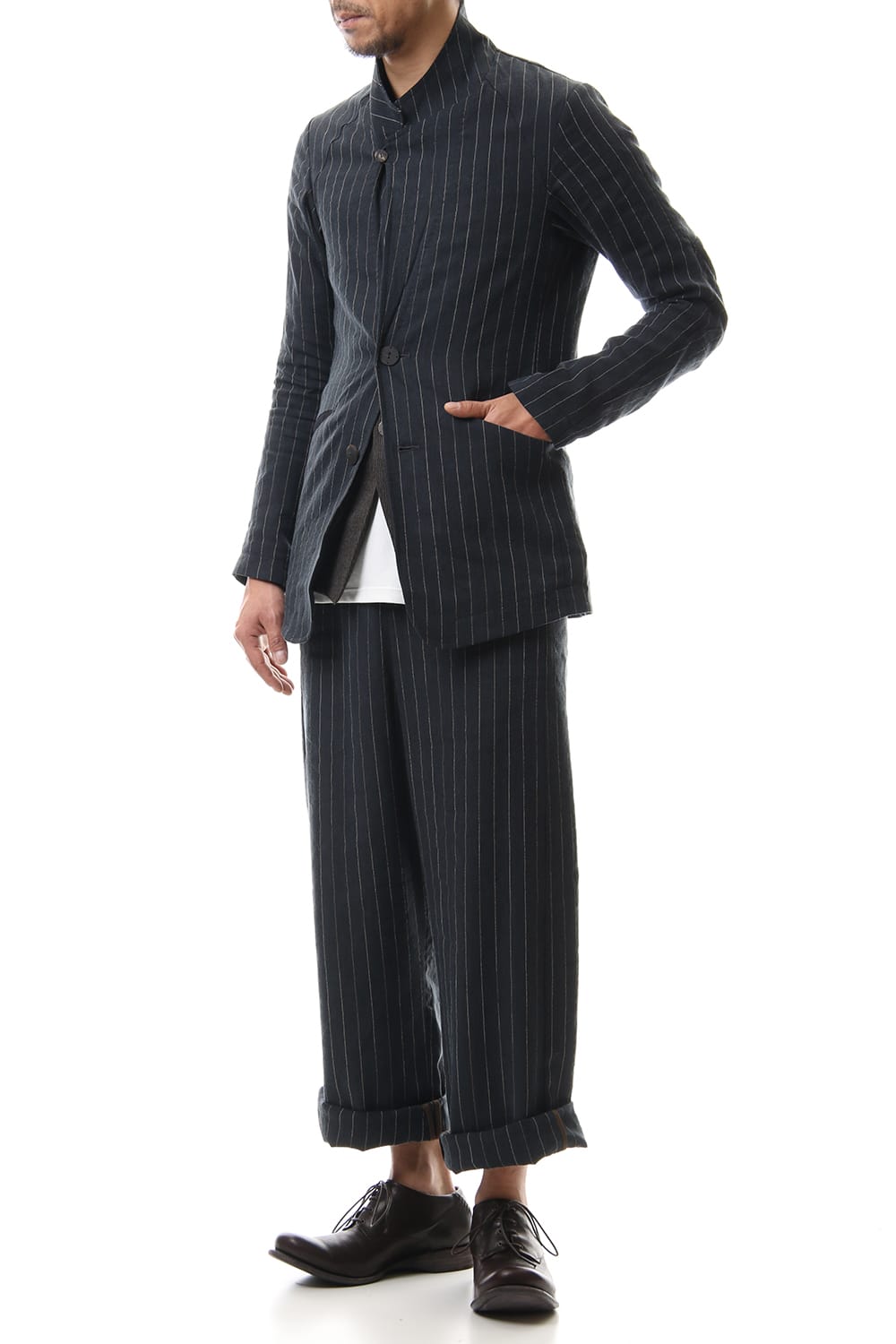 Jacket Linen viscose stripe Dark Navy