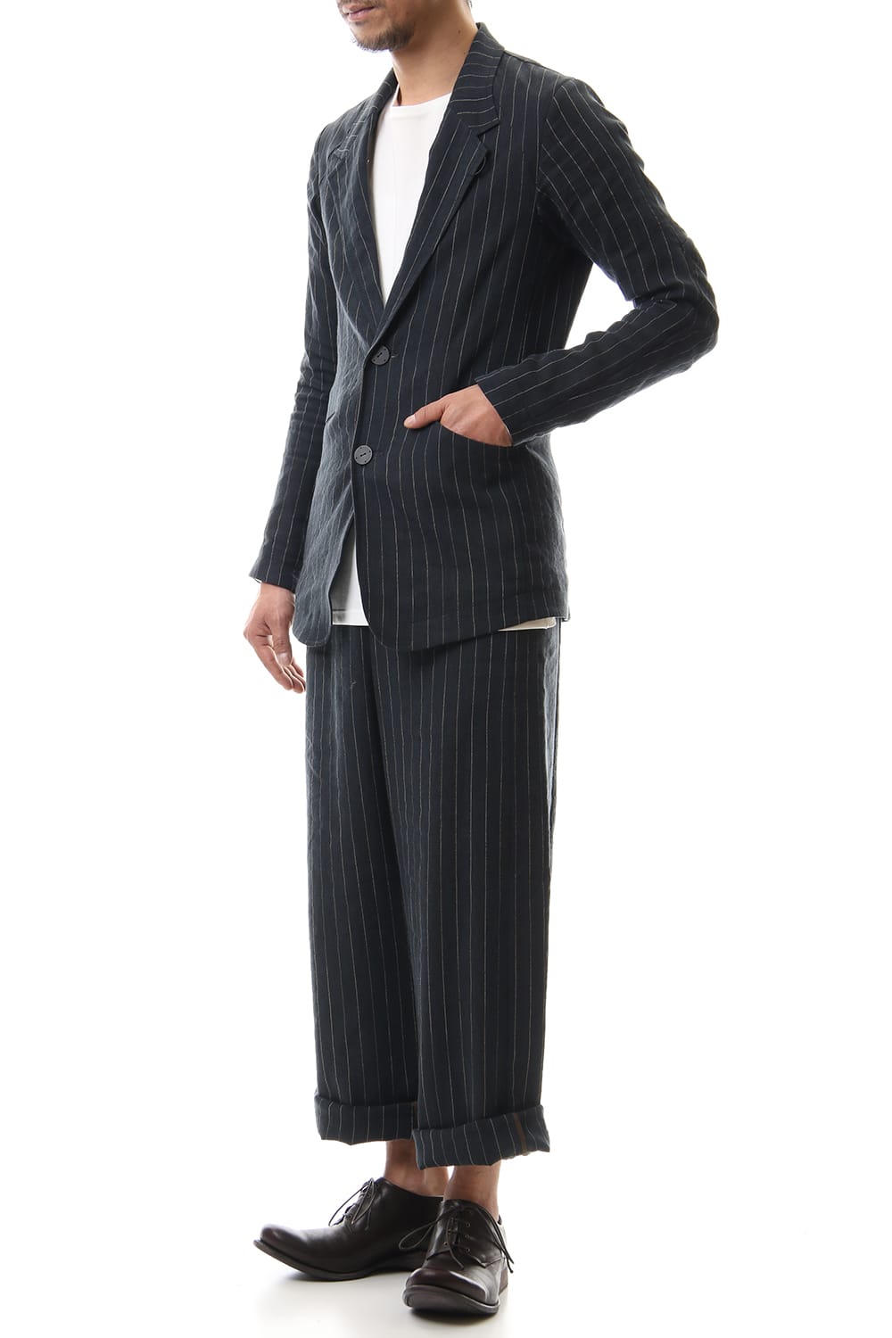 Jacket Linen viscose stripe Dark Navy