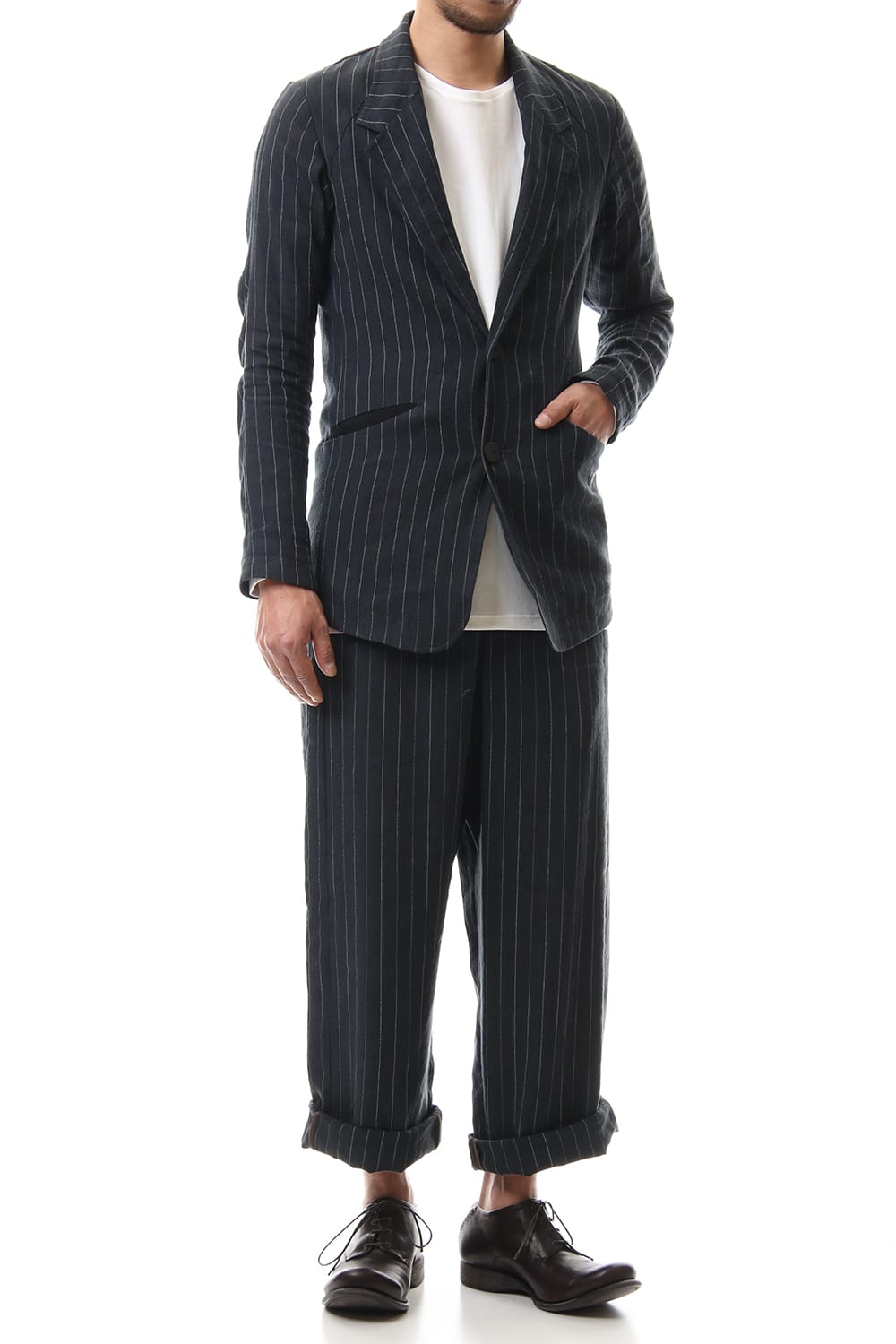 Jacket Linen viscose stripe Dark Navy