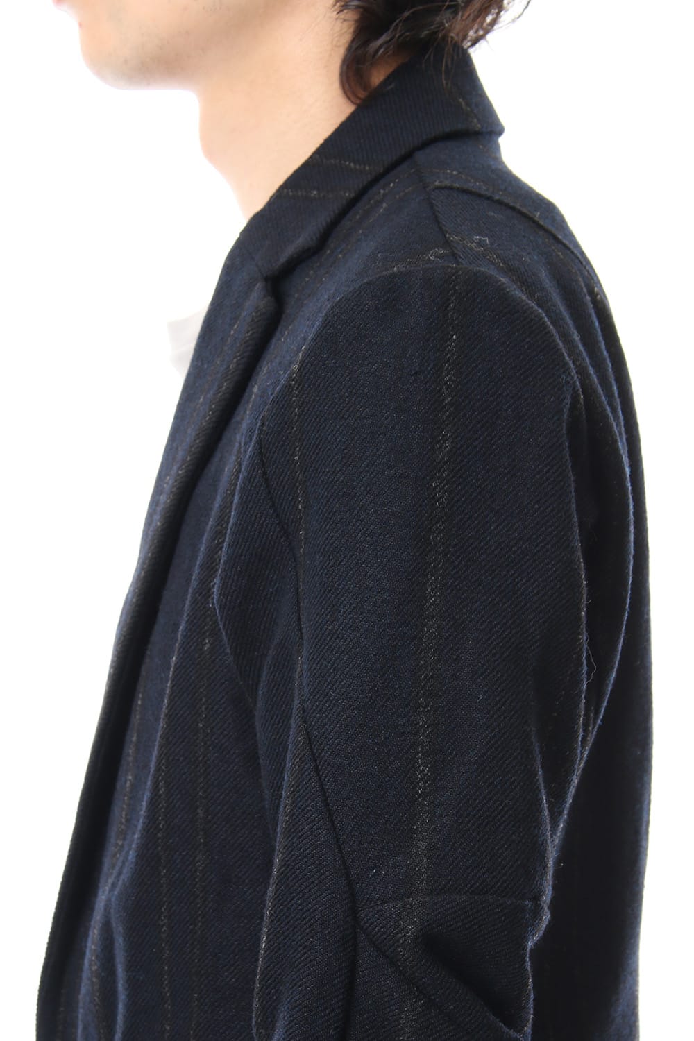 Shetland Wool Linen Stripe Batting Jacket