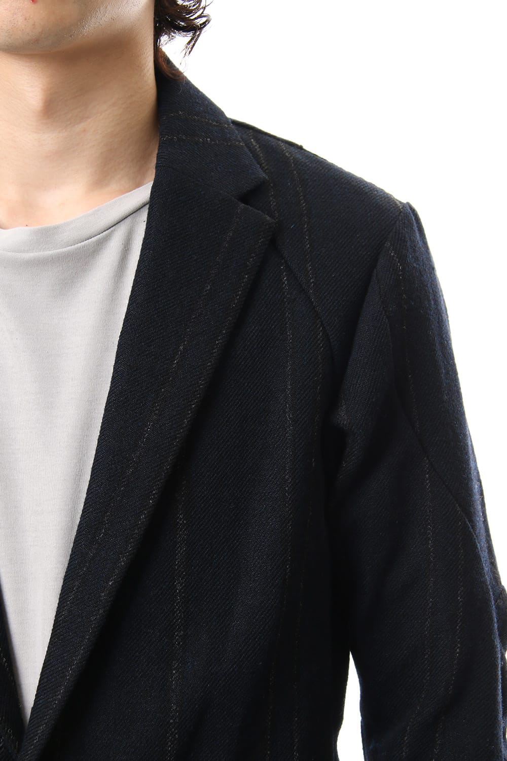 Shetland Wool Linen Stripe Batting Jacket