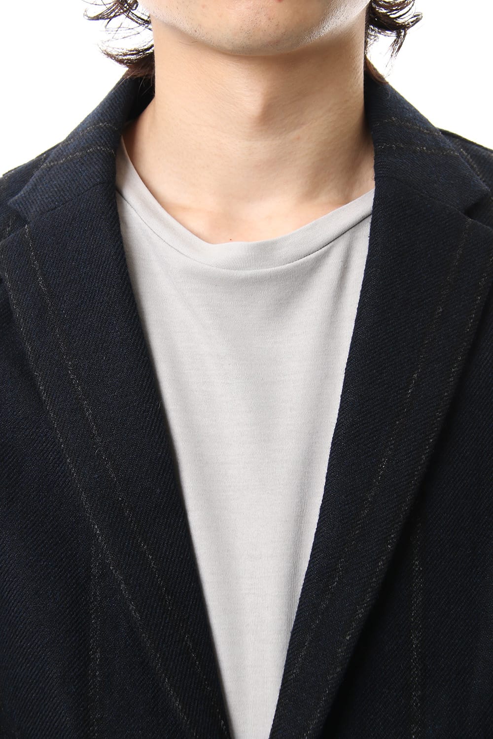 Shetland Wool Linen Stripe Batting Jacket