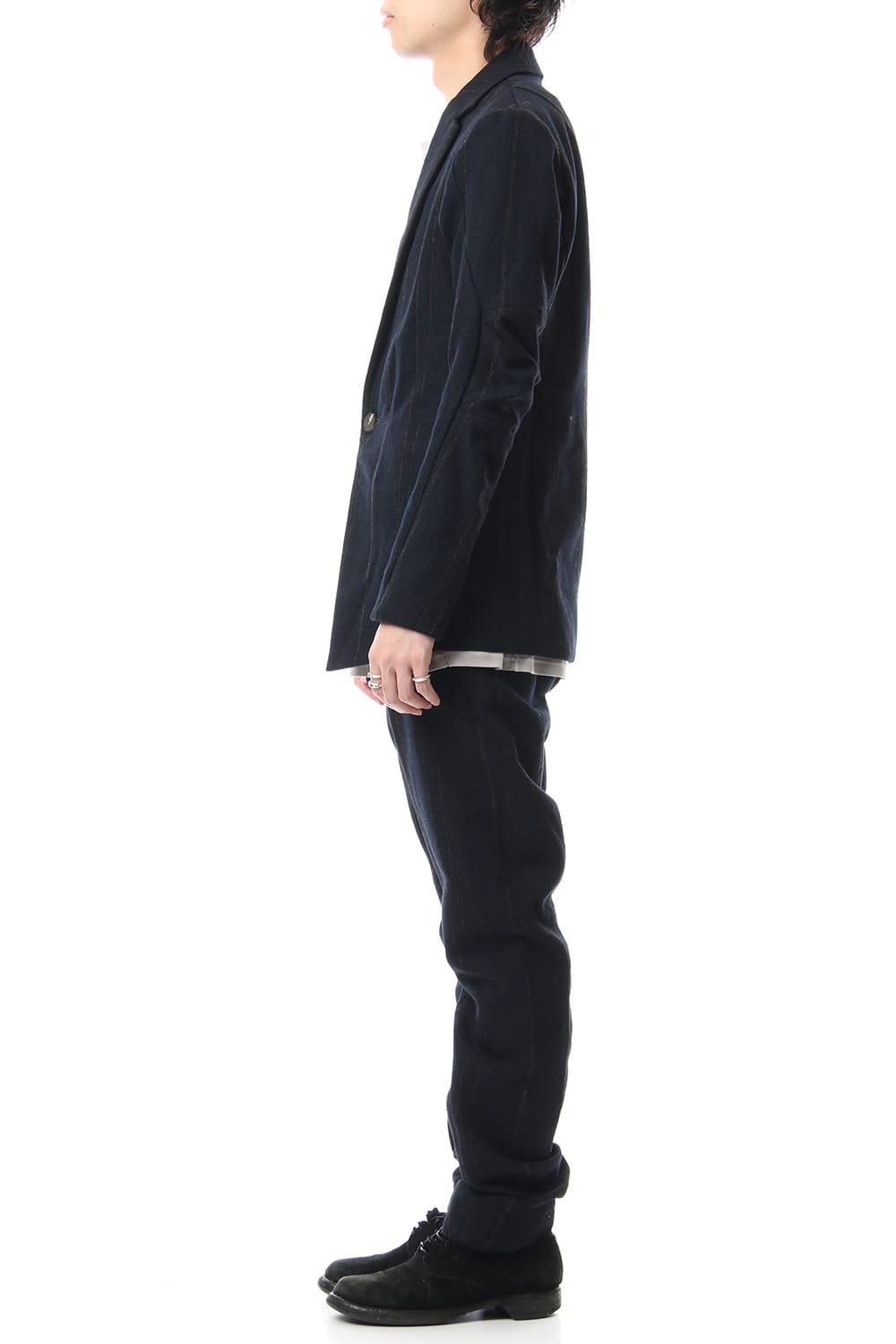 Shetland Wool Linen Stripe Batting Jacket