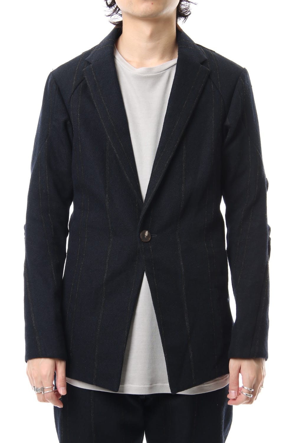 Shetland Wool Linen Stripe Batting Jacket