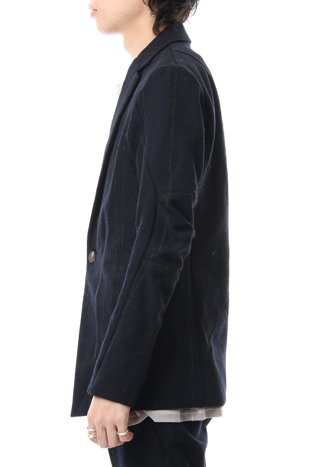 Shetland Wool Linen Stripe Batting Jacket