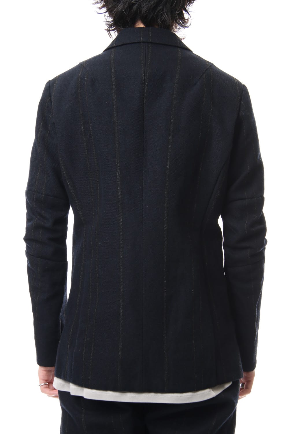 Shetland Wool Linen Stripe Batting Jacket