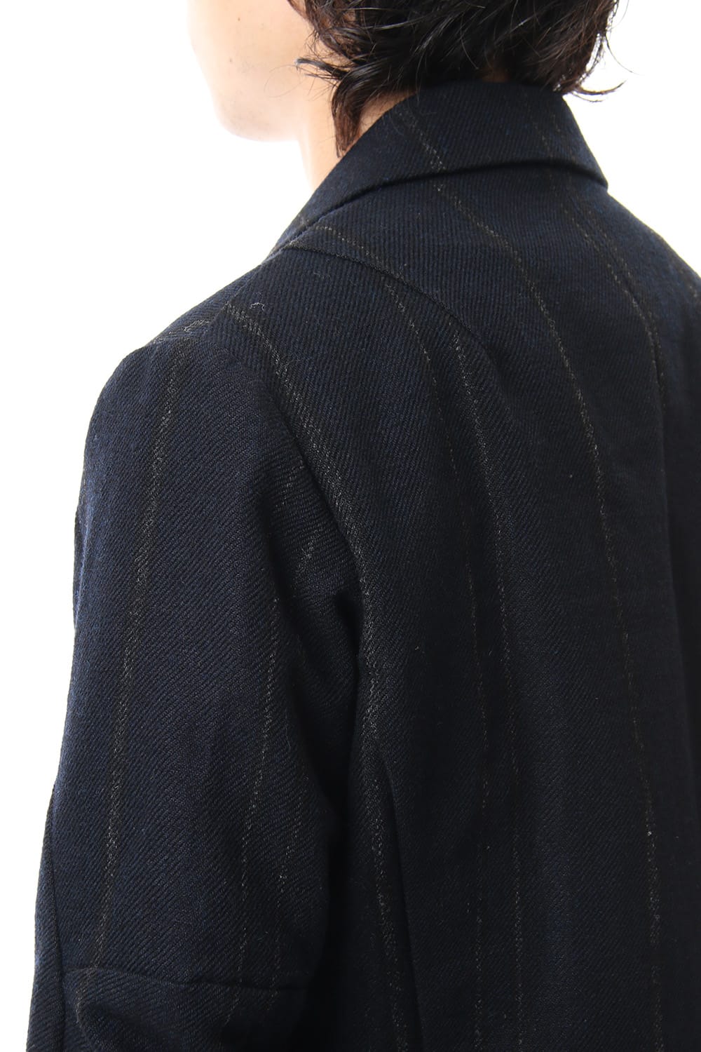 Shetland Wool Linen Stripe Batting Jacket