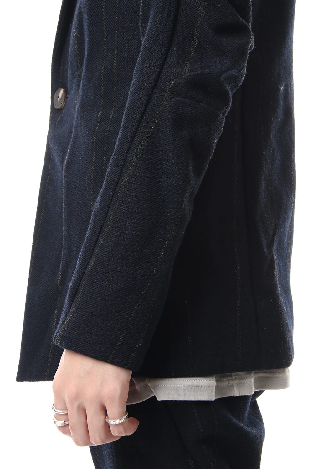 Shetland Wool Linen Stripe Batting Jacket