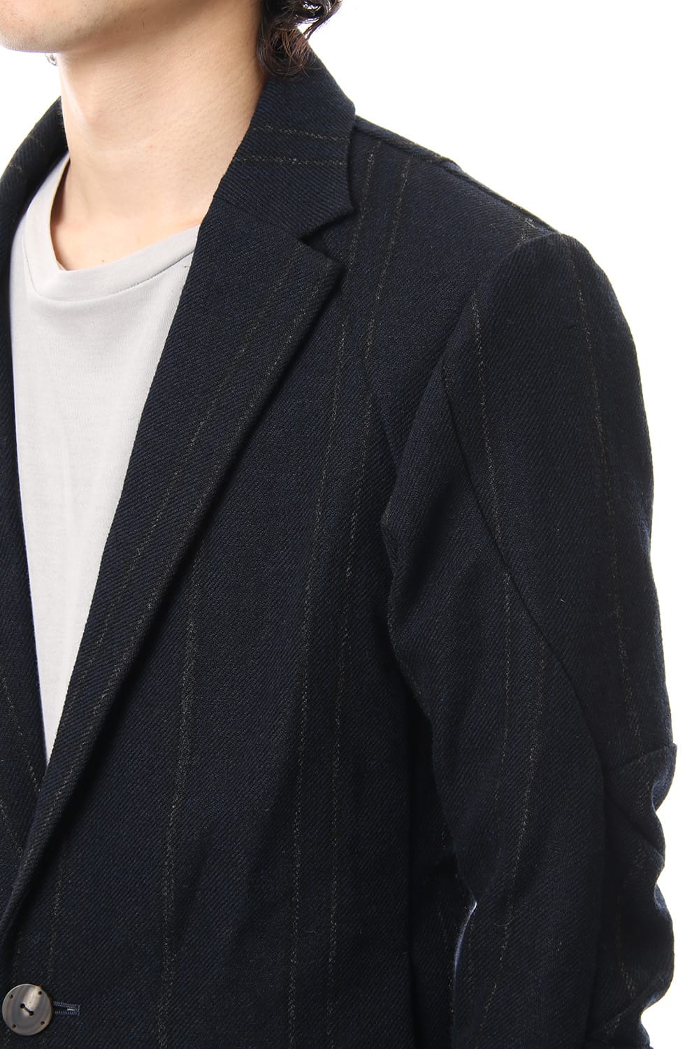 Shetland Wool Linen Stripe Batting Jacket