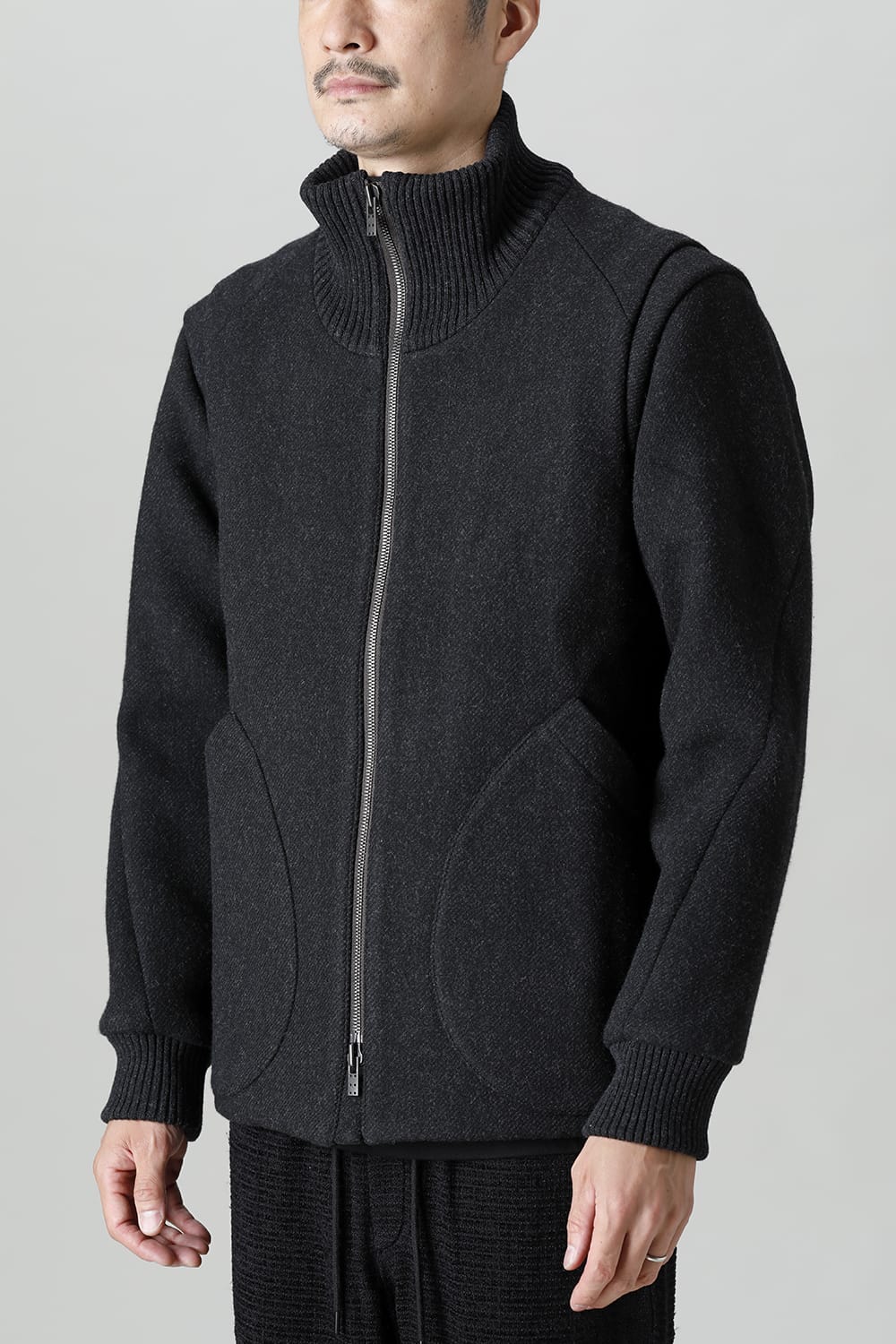 High neck jacket wool super 100’s Double weave