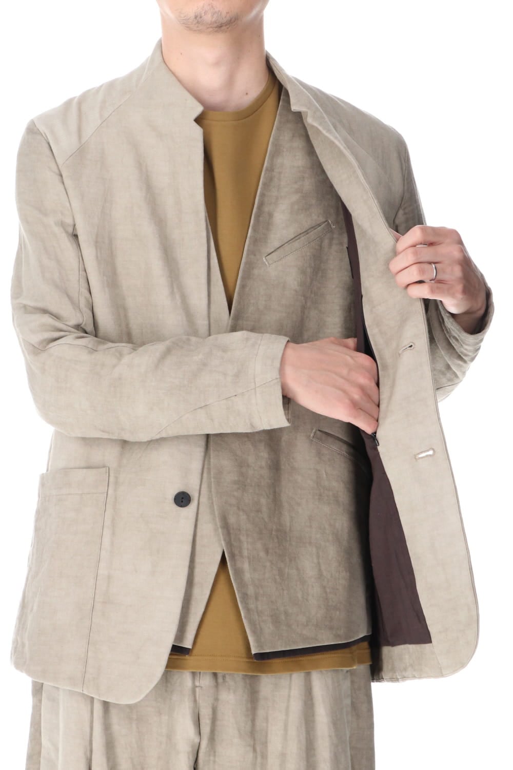 Jacket cotton/ ramie/ canapa cold dyed