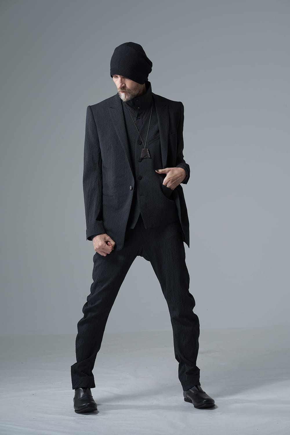 Hight neck shirt 200/2 cotton double weave  Black