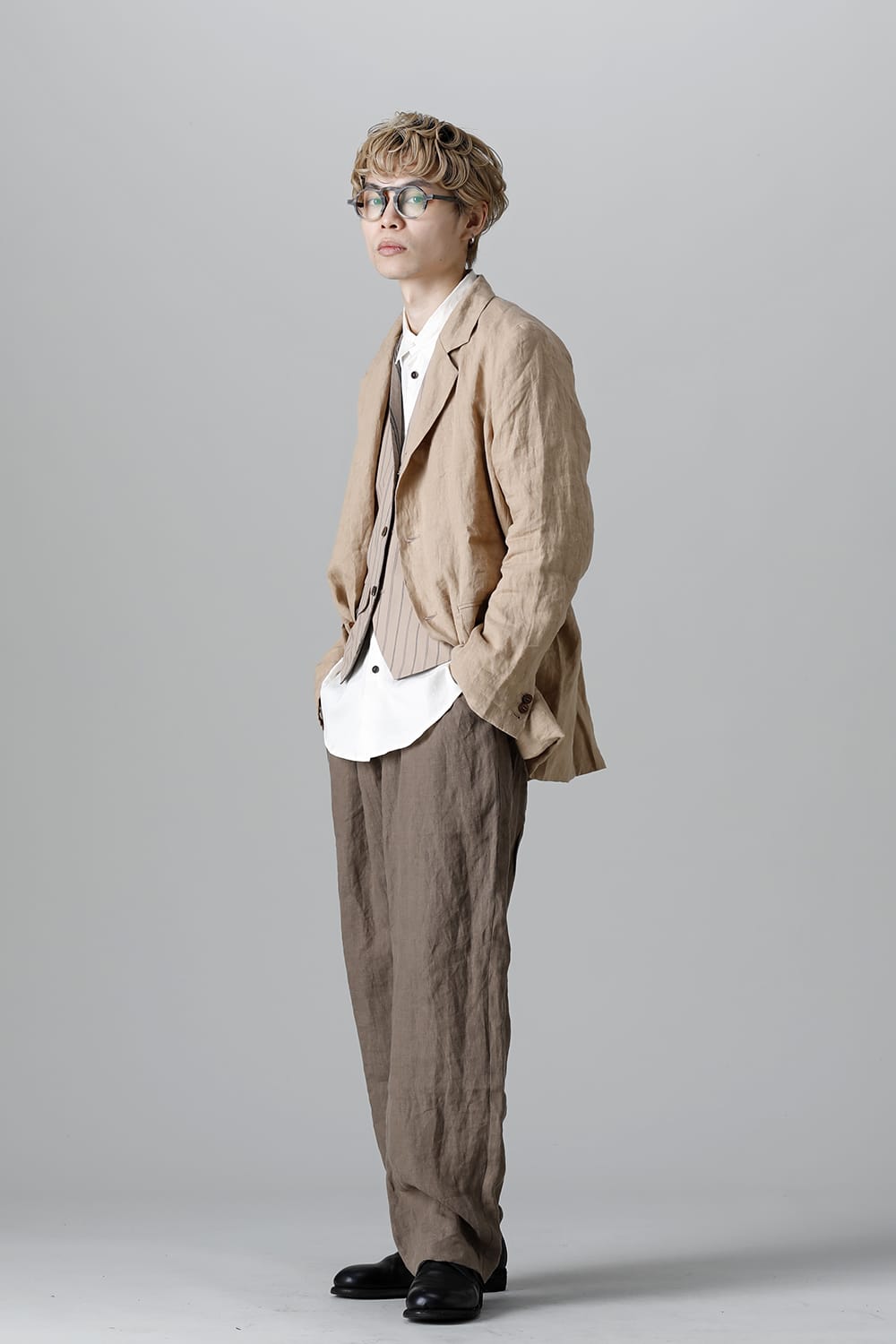 French Linen 3B Jacket Beige