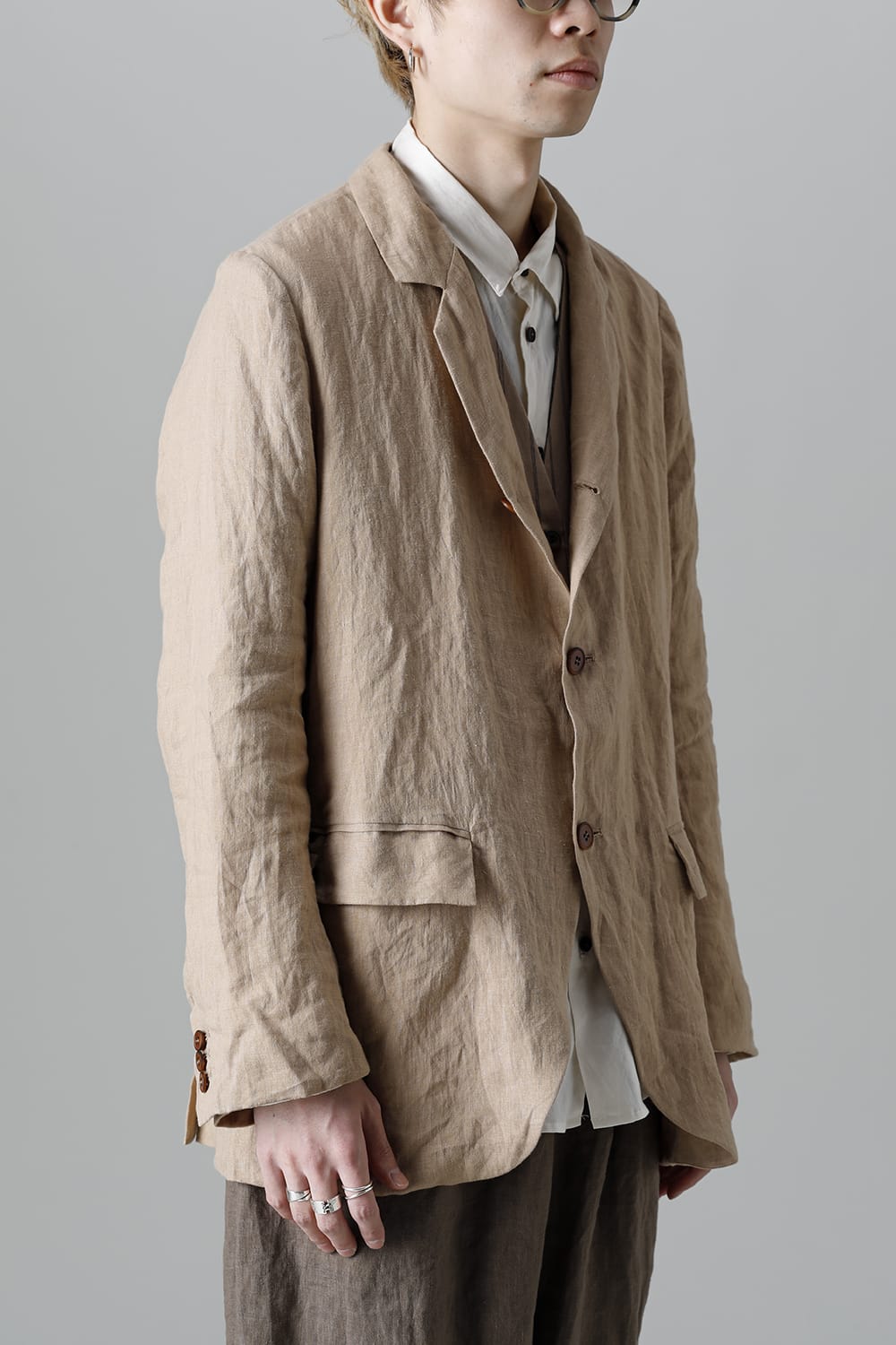 French Linen 3B Jacket Beige
