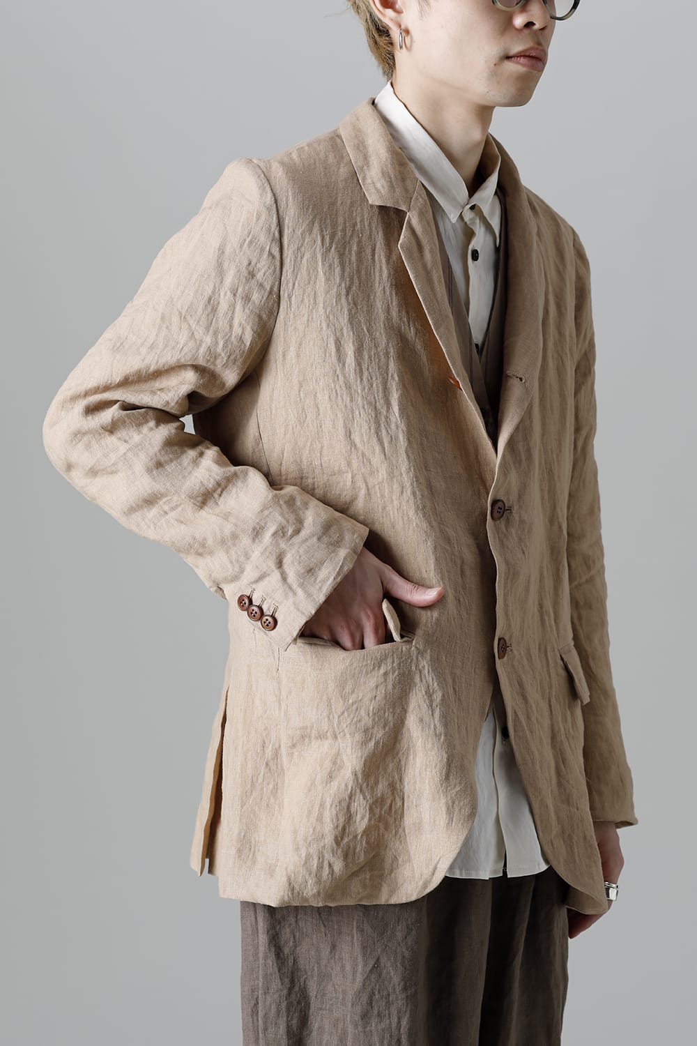 French Linen 3B Jacket Beige