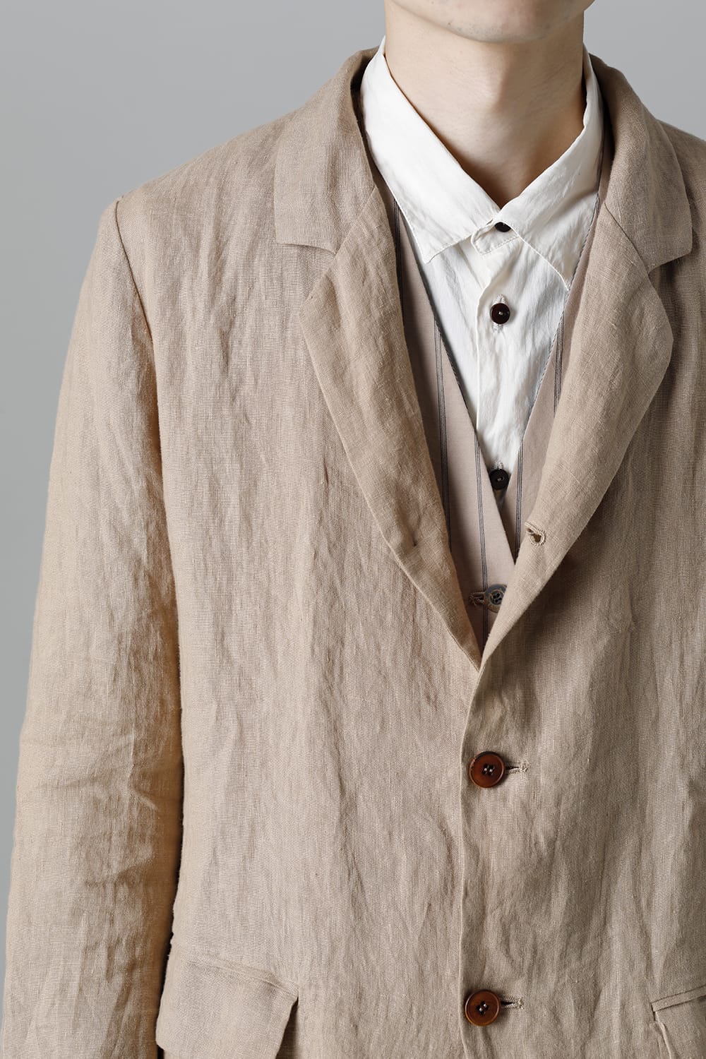 French Linen 3B Jacket Beige