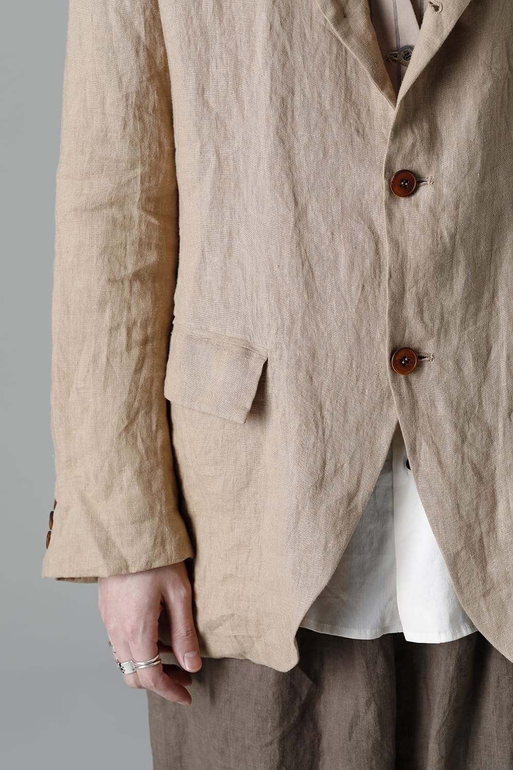French Linen 3B Jacket Beige