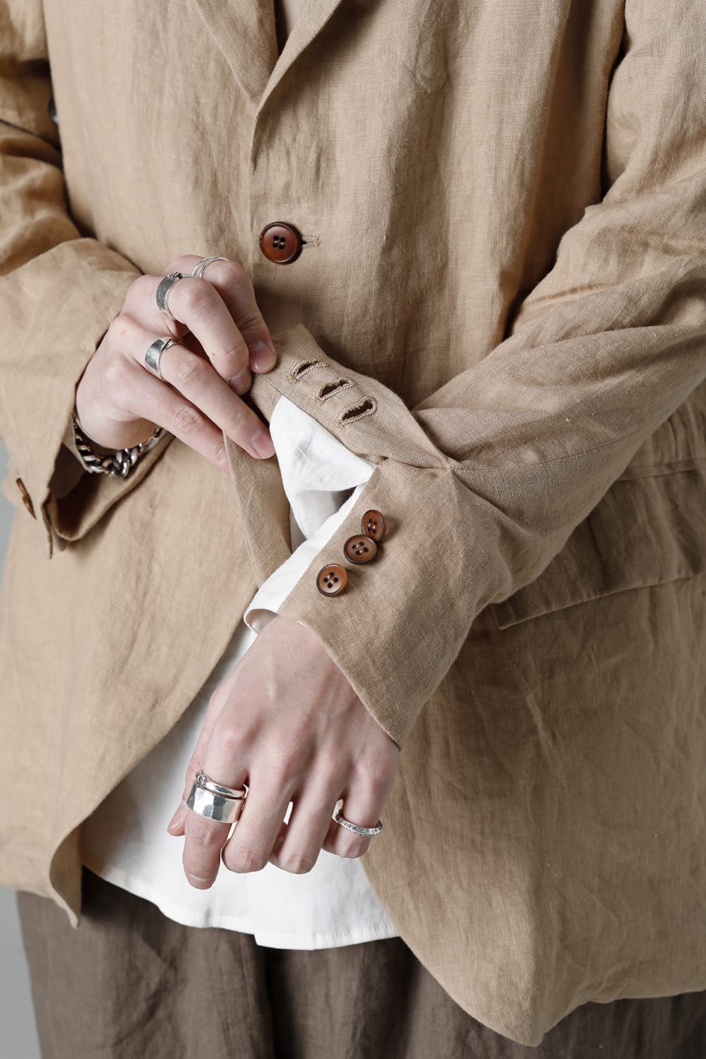 French Linen 3B Jacket Beige