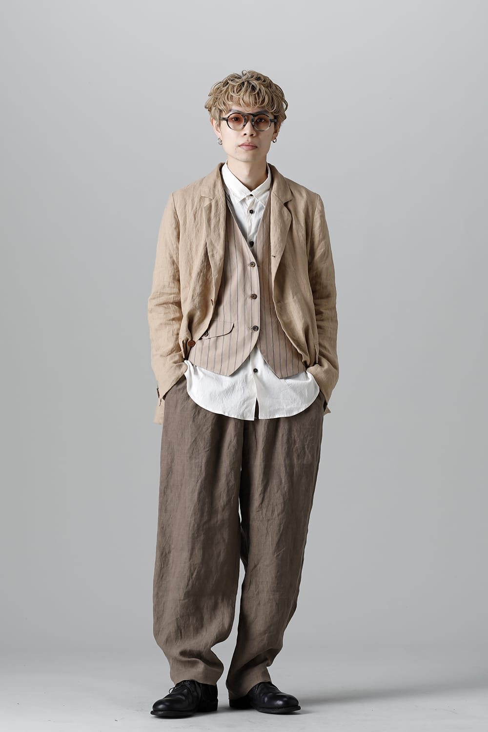 French Linen 3B Jacket Beige
