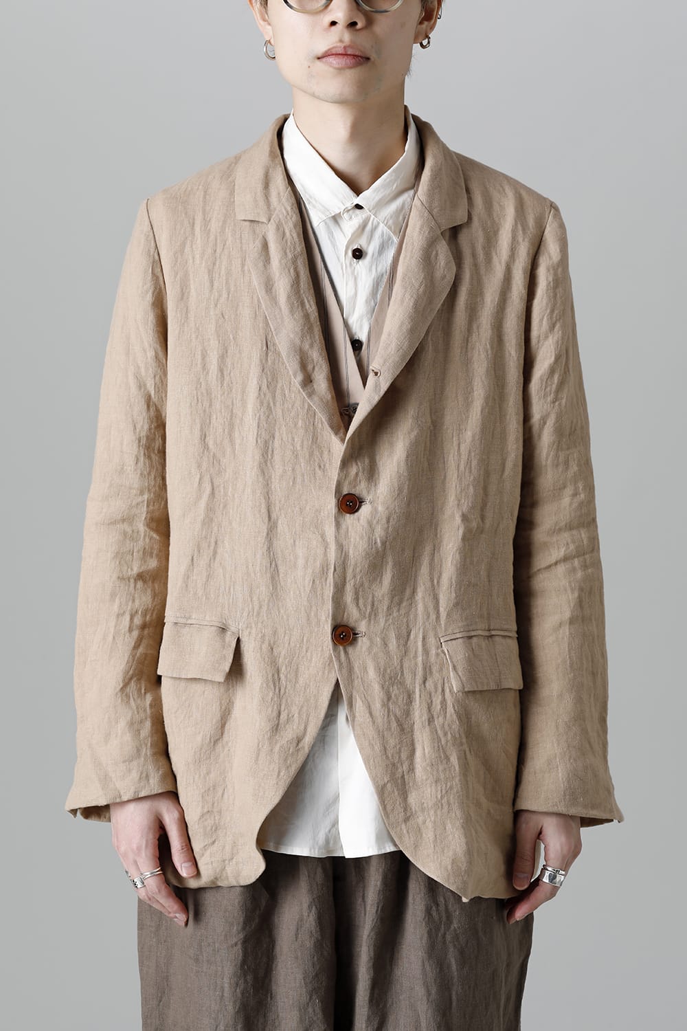 French Linen 3B Jacket Beige