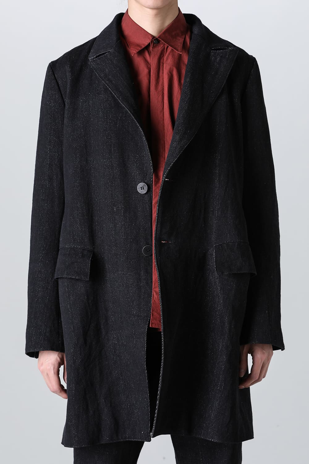peaked lapel semi long jacket