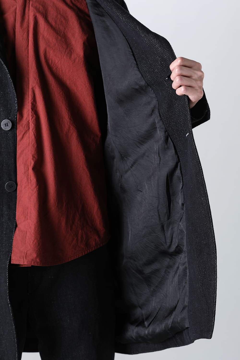 peaked lapel semi long jacket