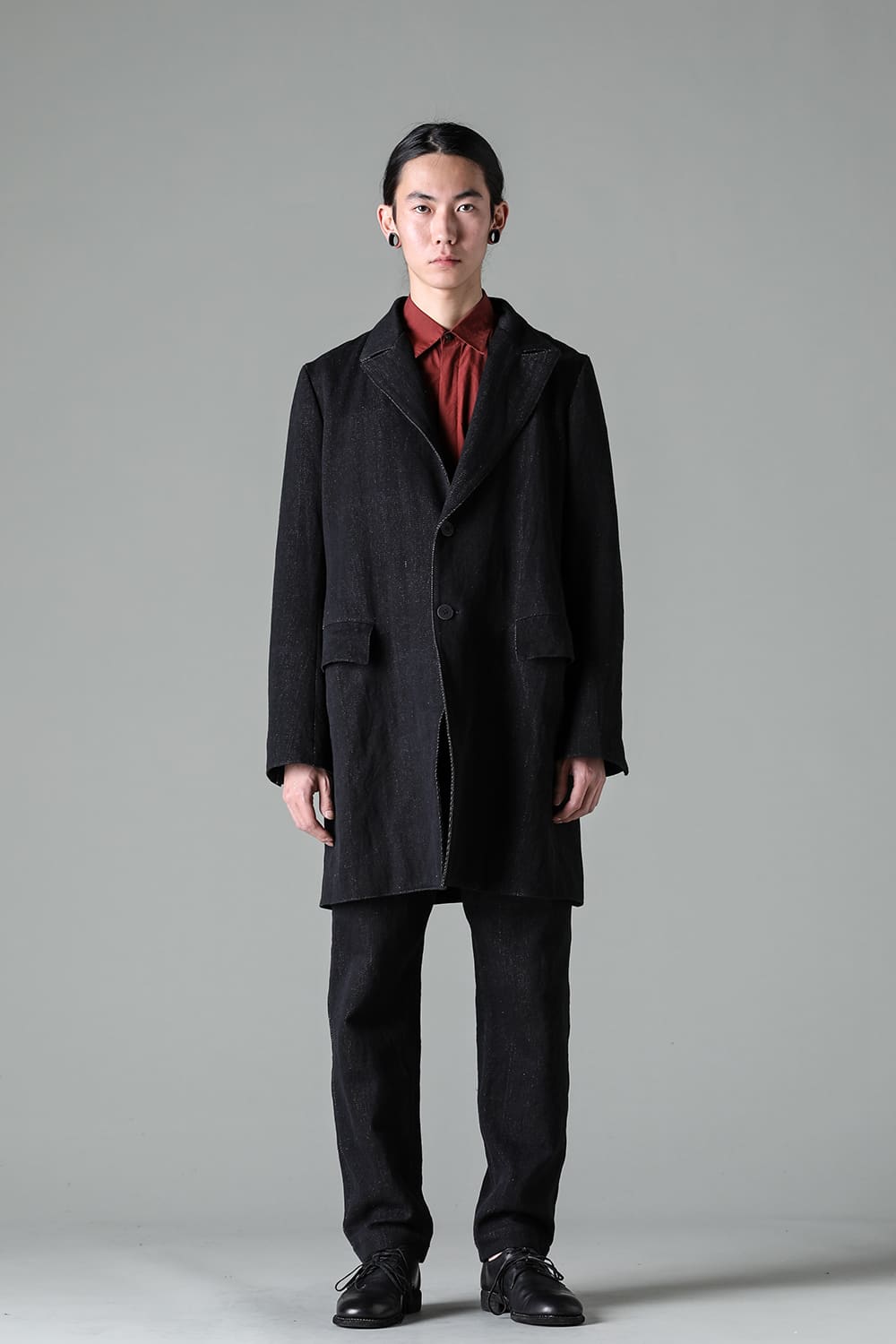 peaked lapel semi long jacket