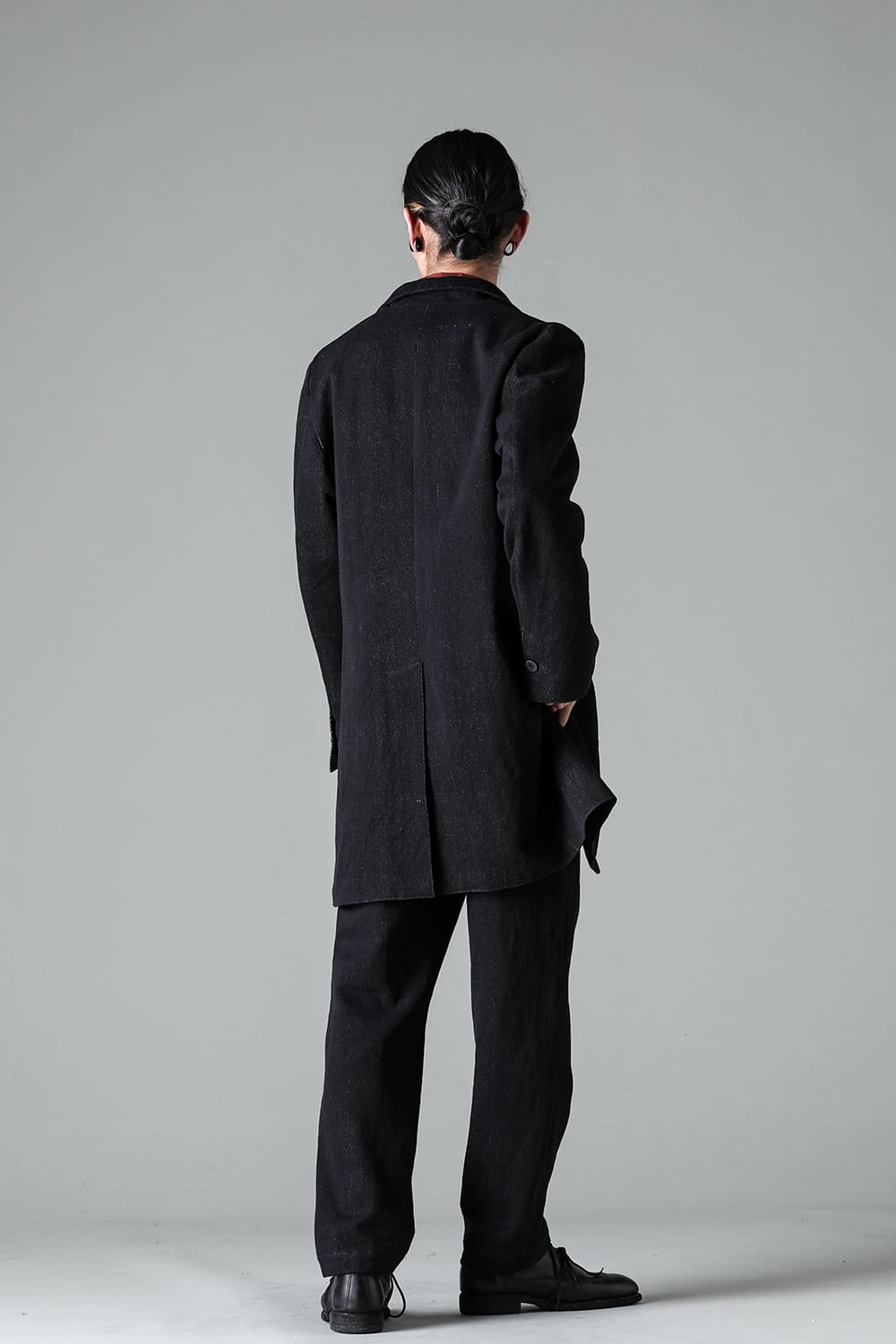 peaked lapel semi long jacket