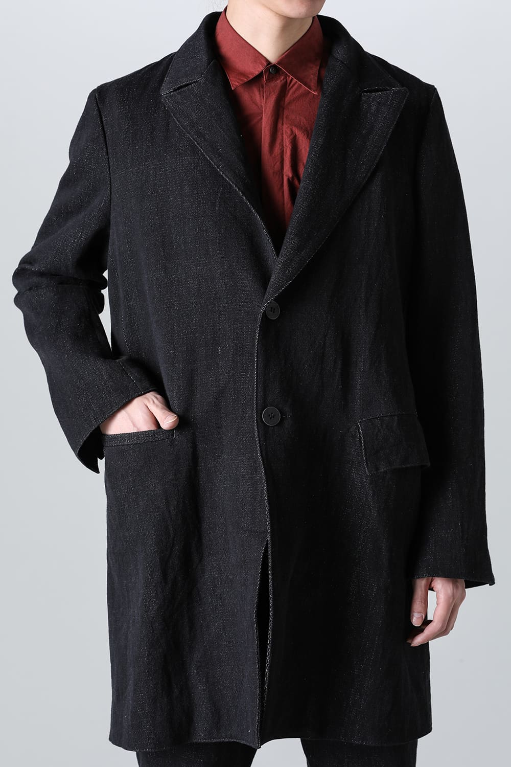 peaked lapel semi long jacket