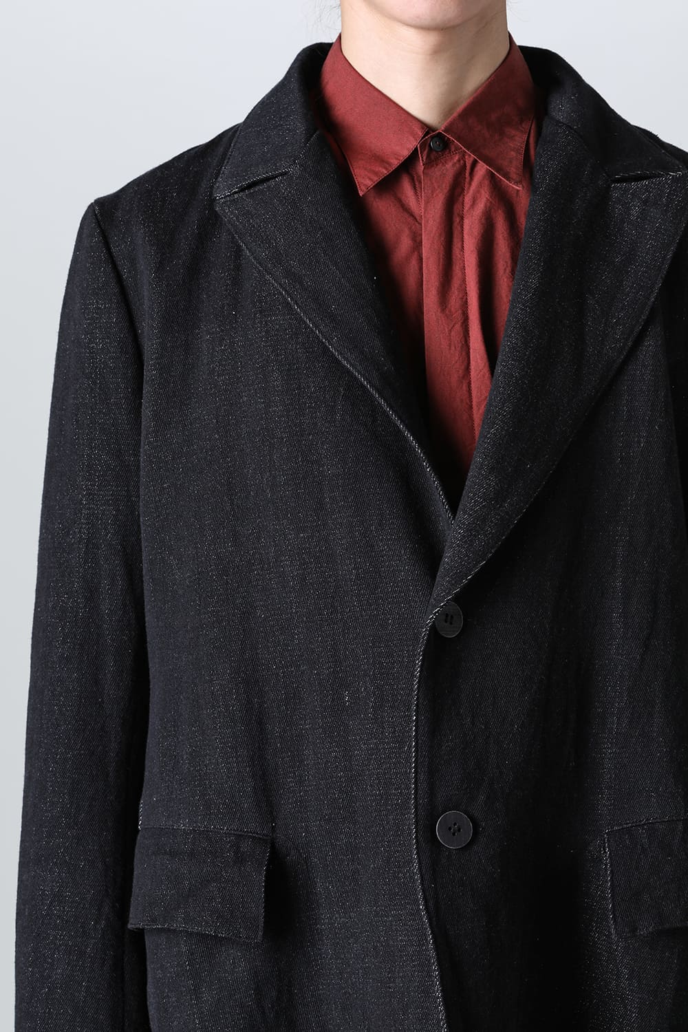 peaked lapel semi long jacket
