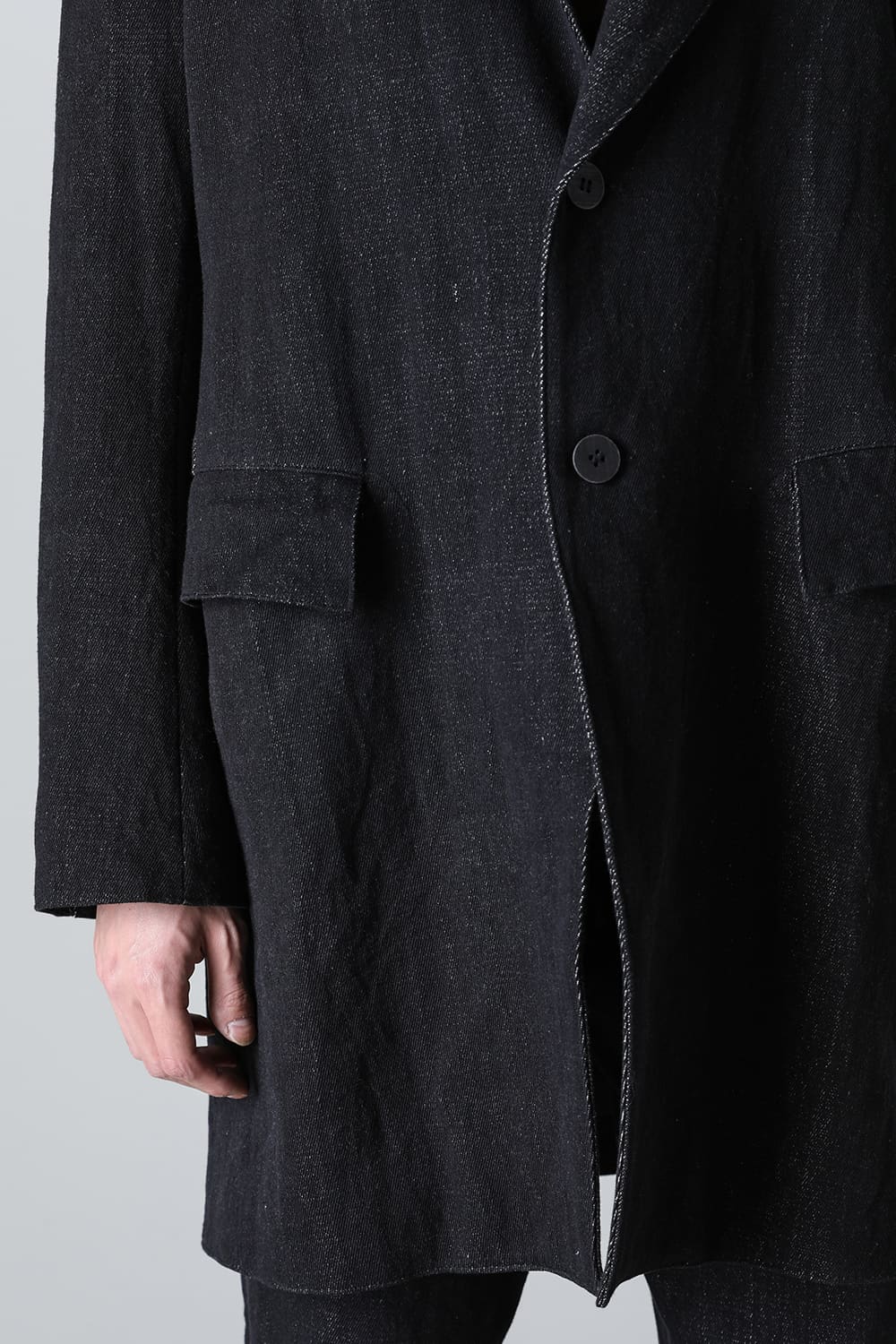 peaked lapel semi long jacket