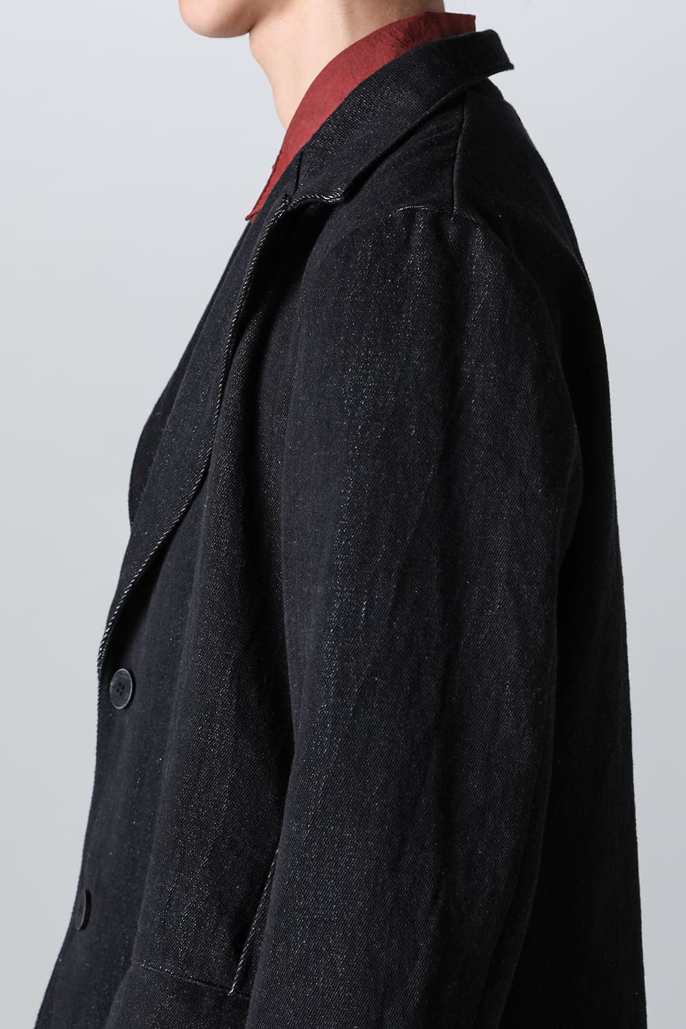 peaked lapel semi long jacket