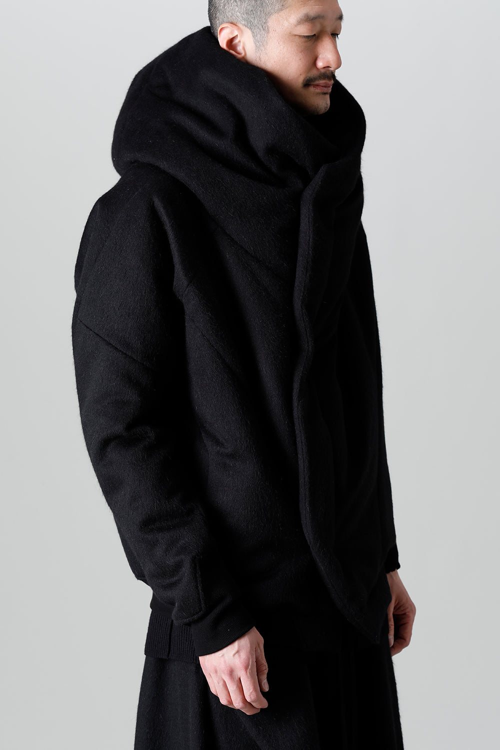Hood Blouson Angora Wool Cashmere Beaver